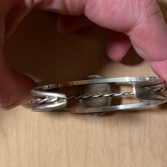 Native American Large Bisbee Turquoise Sterling Cuff Bracelet - Picture 8 of 9